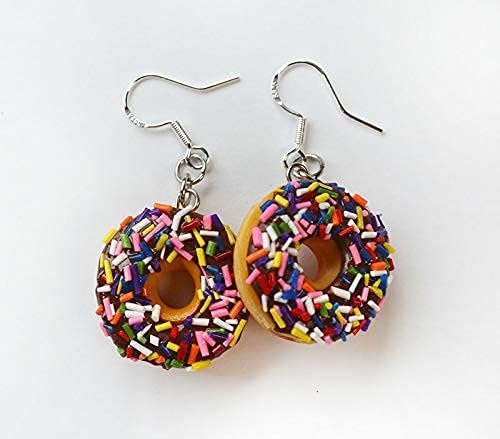 Chocolate Doughnut Dangle Earrings, Polymer clay food jewelry