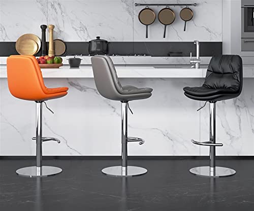 Adjustable Hight Swivel Breakfast Barstools Bar Stools Set Of 3 Counter Height For Kitchens Island, Nappa Leather Heavy Duty Stainless Steel Chrome Plated Metal With Pedals Breakfast Bar Chairs ( Colo #TOP2