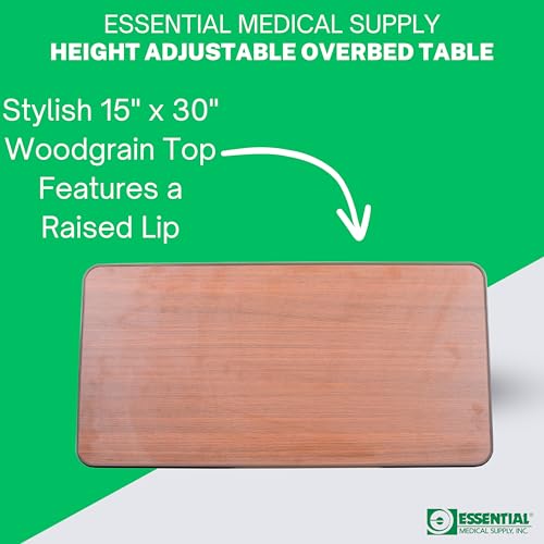 image for Essential Medical Supply Height Adjustable Automatic Overbed Table - W