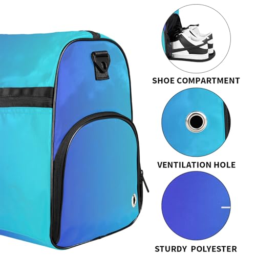 Custom Sports Duffel Bag with Shoe Compartment Personalized Name Dance Gym Bag for Women Overnight Weekender Travel Duffel Bags, Multi Blue3