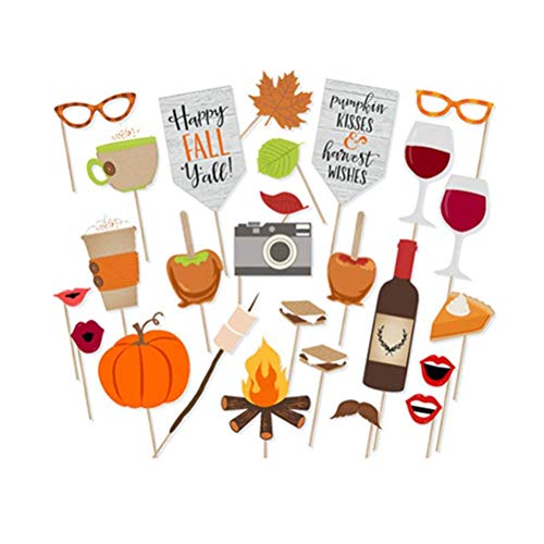 BinaryABC Thanksgiving Happy Fall Yall Photo Booth Props Thanksgiving Party Decorations Harvest Party Decoration 26Pcs