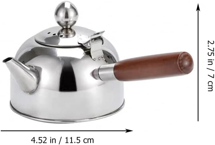 Stainless Steel Whistling Tea Kettle Coffee Kettle 500ml with Handle Stovetop Tea Kettle Water Milk Warmer for Home Camping Kitchen Outdoor Hiking Silver Teapots (Silver)