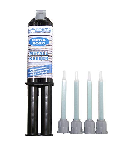 5x MEGA 2020 Metallkleber 25ml + 20 Mischdüsen 2-Komponenten-Kleber