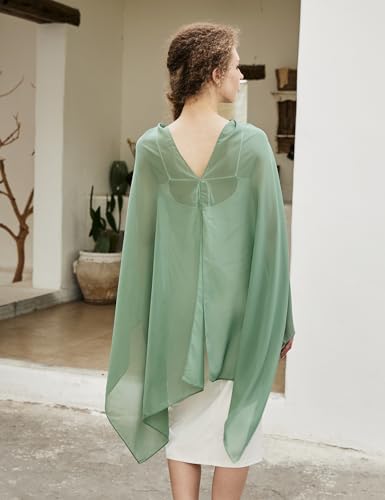 Chiffon Cape Shawl Wrap Scarf 3 Ways to Wear Elegant Sheer Capelet for Evening Dresses Weddings Parties4