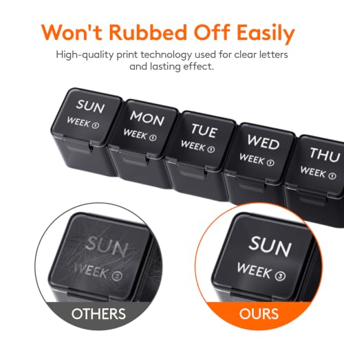 Image of Lifewit Monthly Pill Organizer, 28 Day Pill Box, Black and Clear, 28 Grids