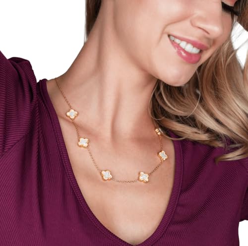 SHINYY Four Leaf Clover Choker Necklace for Women | 18K Gold Plated Lucky 4 Leaf Jewelry | Trendy Gifts for Her3