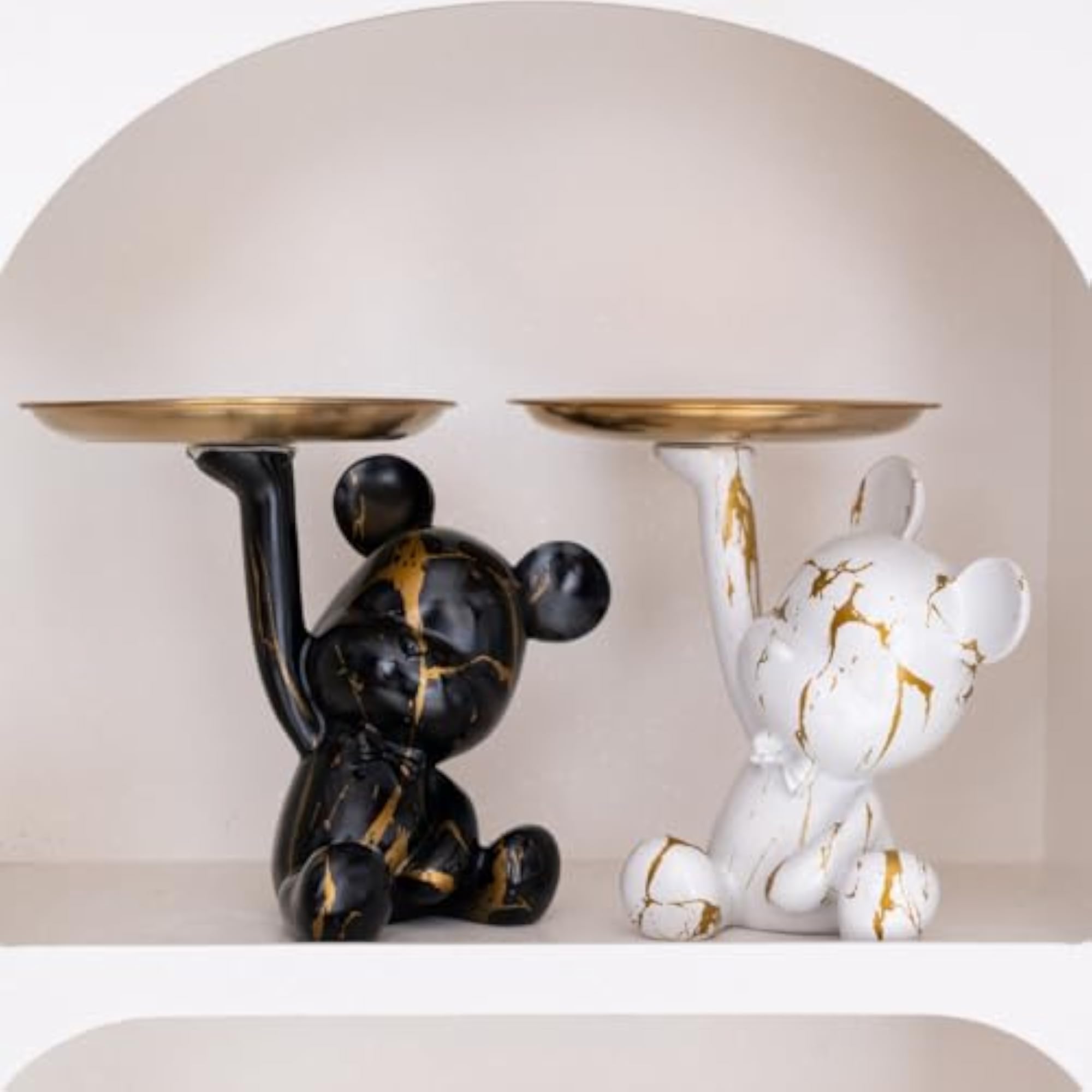 Animal Bear Statue Key Holder Storage Tray Decor