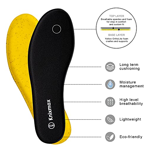 Knixmax Memory Foam Shoe Inserts For Women, Replacement Shoe Insoles For Sneakers Loafers Slippers Sport Shoes Work Boots, Comfort Cushioning Innersoles Shoe Liners Black Eu 39 #TOP2