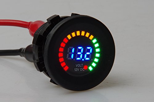 Image of 12V Color LED DC Digital Display Voltmeter Panel Waterproof Tester Volt Gauge for Car Motorcycle Truck Boat Marine