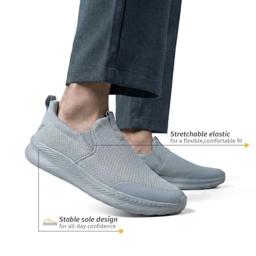 Image of YOHO Men's Walking Shoes with Memory Foam, Lightweight & Cushioned Slip on Sneakers Without Lace for Man|Comfortable & Stylish for Casual Wear Daily Use Walking & Gym SOS104