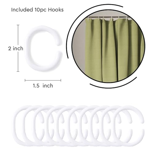Image of Encasa XO Waterproof Shower Curtain for Bathroom 6 x 6 feet(183x183 cm), Anti-Fungal Polyester Washroom Curtain with 12 Hooks, Wet & Dry Partition Toilet Curtains ZZ Sage