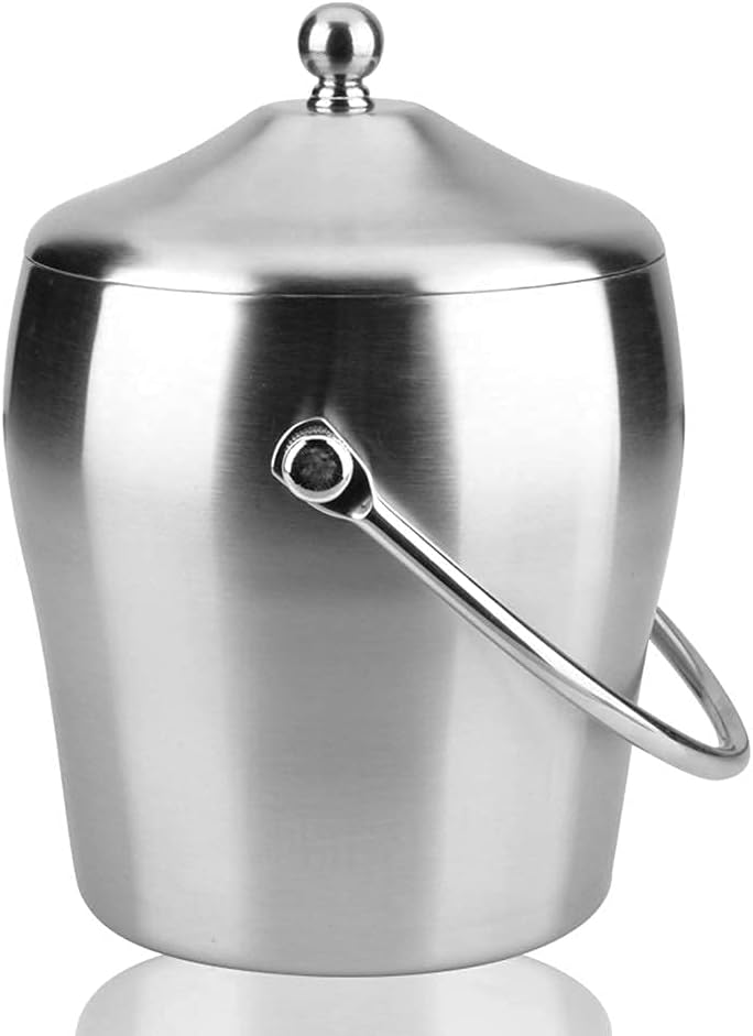 Ice Bucket,Ice Bucket with Lid and Ice Tongs,European-Style Creative Portable Plus Thick Double-Layer Hand Insulation Ice Bucket, Red Wine