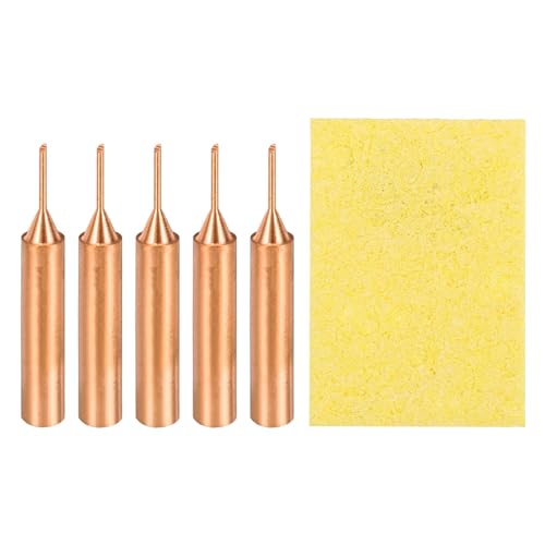 Image of MECCANIXITY 5 Pcs 900M Soldering Iron Tips Copper Non-magnetic Welding Head with Cleaning Sponge Pad Replacement for Solder Station Tip (900M-T-1C)