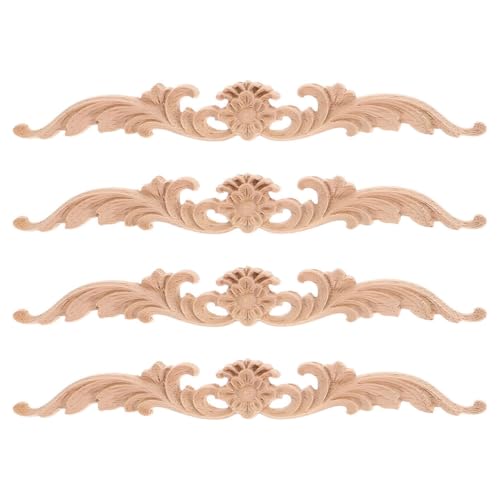 TIDTALEO 4 Apliques de Madera Tallada Pack de 4 Piezas Vintage Estilo Europeo, Fácil Instalación y Alta Estabilidad para de Muebles y Paredes para Proyectos