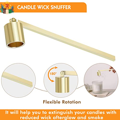 4 in 1 Candle Accessories Kit, Wick Trimmer, Candle Snuffer and Wick Trimmer, Candle Snuffer, Candle Wick Dipper with Velvet Pouch, Direction Card- Gift Package for Candle Lovers (Gold) - Image 6