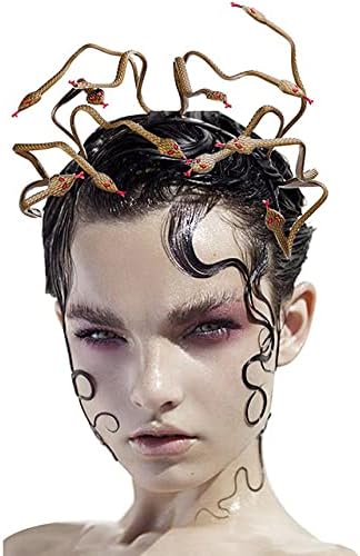 YJZQ Halloween Snake Headpiece - Novelty Headdress for Dress Up Carnival, Party, Cosplay & Role Play, Golden, 23*23cm