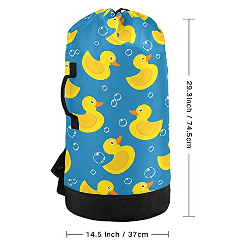 Yellow Duck Laundry Bag Large Heavy Duty Laundry Backpack With Adjustable Shoulder Straps For Traveling Dirty Clothes Organizer For College Students Waterproof #TOP2