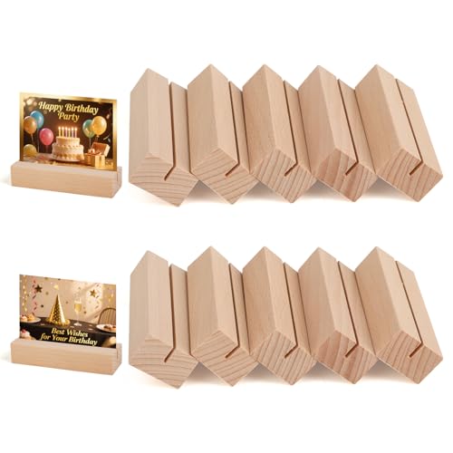 RMIVEGLIA 10 Stück Kartenhalter Holz – Stabiler Tischkartenhalter & fotohalter Holz aus Naturholz, Tischaufsteller ideal für Menükarten, Postkarten & Fotos bei Hochzeiten, Partys und Veranstaltungen. RMIVEGLIA 10 Stück Kartenhalter Holz – Stabiler Tischkartenhalter & fotohalter Holz aus Naturholz, Tischaufsteller ideal für Menükarten, Postkarten & Fotos bei Hochzeiten, Partys und Veranstaltungen.