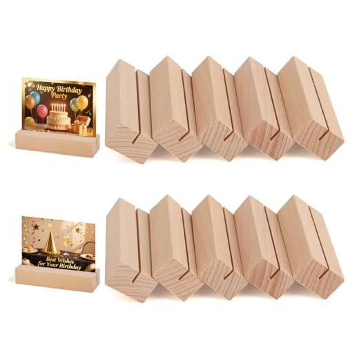 RMIVEGLIA 10 Pezzi Porta Menu da Tavolo, Porta Foto in Legno Naturale, Ideali per Menu, Cartoline e Foto durante Matrimoni, Feste ed Eventi – Supporto Elegante e Robusto.