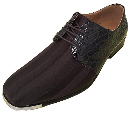 AJY2E Men's Dress Oxfords Shoes Alligator Lilac Stripes Satin Silver Tip Lace up Classic Tuxedo Wedding Church Party
