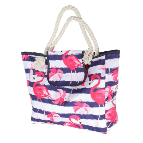 Sac de plage imprimé flamingo grand cabas pour vos journées piscine et voyage