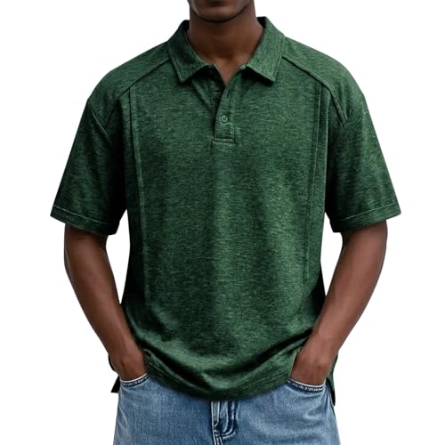 DGZTWLL Polo informal de manga corta para hombre, polo de manga corta para hombre, ligero, transpirable, con cuello, para oficina y actividades al aire libre, Ejercito Verde, M
