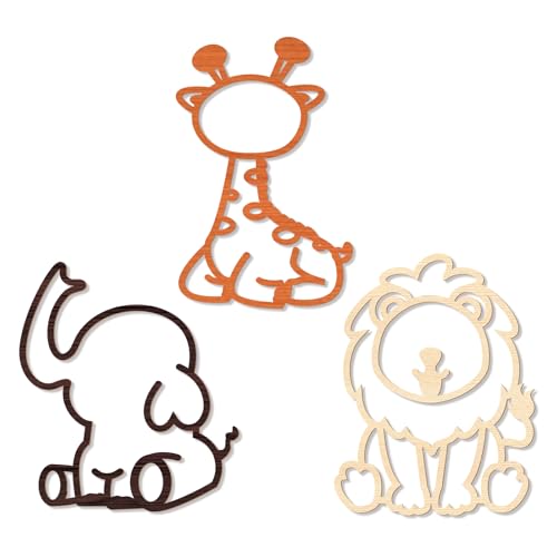 KOYILTD 3 Pcs Woodland Nursery Decorations Jungle Theme Room Decor Wooden Forest Animal Nursery Wall Art Rustic Farmhouse Safari Wall Decor for Home Bedroom Living Room Bathroom (Cute)