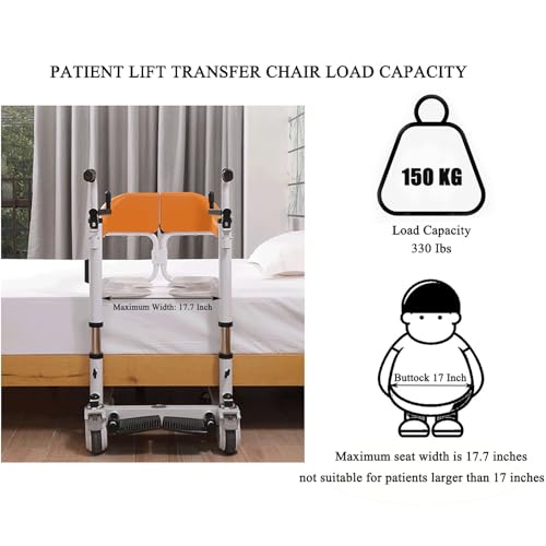 Patient Lift Transfer Chair,180° Split Seat W/Potty,4 in 1 Height Adjustable Patient Lift for Home,Elderly Nursing Patient Lift,Disabled Bathroom Wheelchair - Thumbnail 6