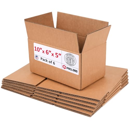 Image of Small Cardboard Boxes 10 inchL x 6 inchW x 5 inchH (Pack of 6) - USA-Made Packing Boxes for Moving, Shipping, or Storage - USPS, UPS, FedEx Approved - Professional Packing Supplies for Moving