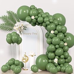 Voircoloria 130pcs Sage Green Balloons Different Sizes 18
