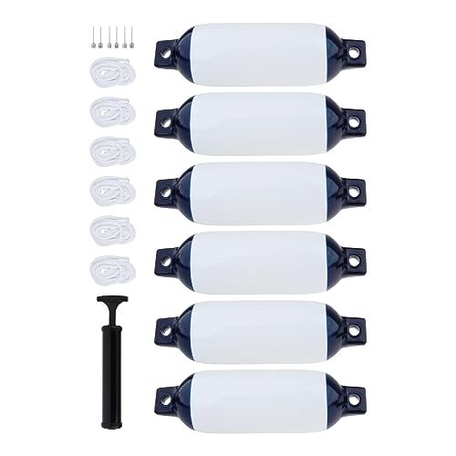 Colaxi Boat Marine Boat with Ropes Yacht s Bumpers Dock Bumper for Mooring Cushioning Sport Boats Bass Boats Fishing Boats, 6Set Boat Fender