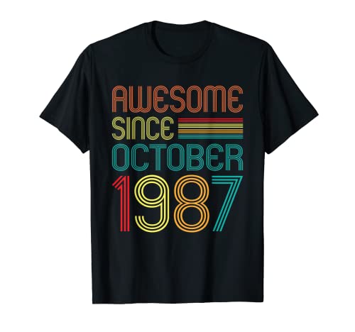 Awesome Since October 1987 Retro 35th Birthday 35 Years Old Camiseta