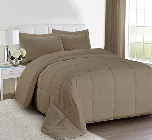 linenaffairs Soft Microfibre 150 GSM Winter Heavy Quilt, Rajai Double Bed Comforter Blanket, Super Soft Heavy Double Bed Blanket for Winter Quilt, Duvet for All Season, Taupe Solid