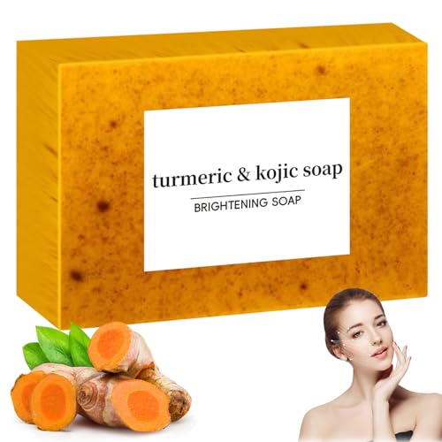 Turmeric Soap, Kojic Acid Soap Bar, Kojic Acid Skin Lightening Soap, Turmeric Brightening Soap, Kojic Acid Turmeric Soap, Lemon Turmeric & Kojic Acid Soap for Face & Body Unisex (1pcs)