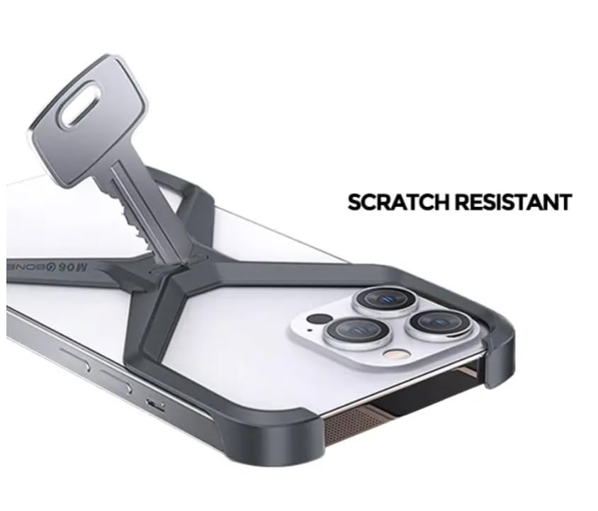 Metal Frameless Phone Case, X Shaped Cool Design, Slim Aluminum