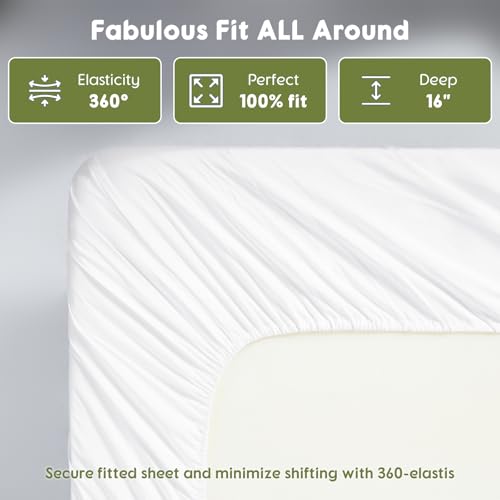 SONORO KATE 100% Egyptian Cotton Sheets King Size - 600 Thread Count, Luxury Hotel Quality Bedding Set, Soft Cooling Sateen Weave Bed Sheet Sets, 16" Deep Pocket - 4 PC(White,King) by SONORO KATE - Image 6