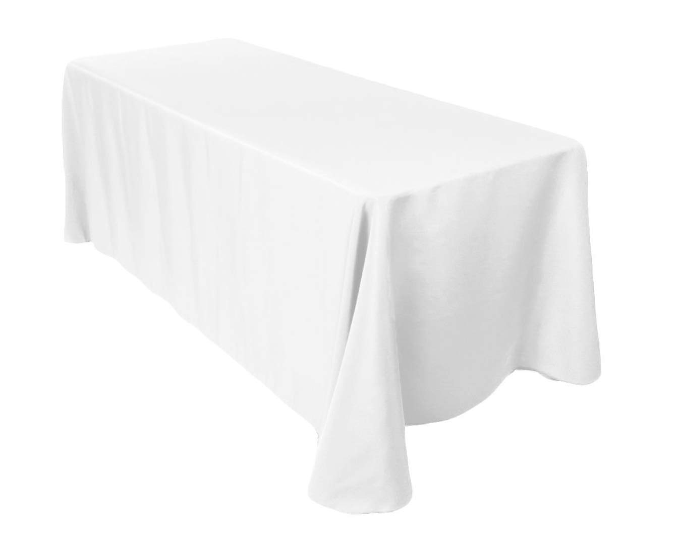 TC Tanu Collections Rectangle Tablecloth - 90 x 132 Inch - White Rectangular Table Cloth for 6 Foot Table in Washable Polyester - Buffet Table, Parties, Holiday Dinner, Wedding & More (Pack of 10)