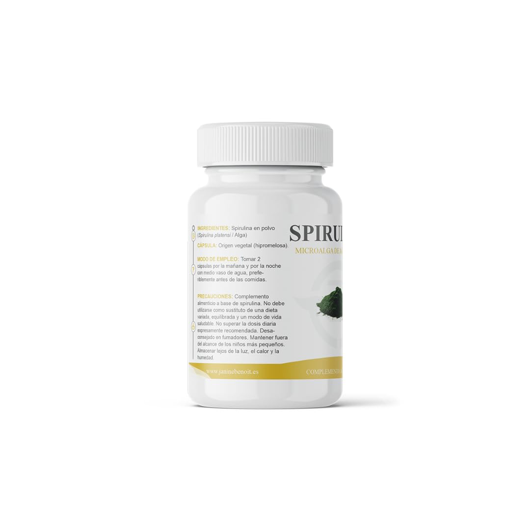 Espirulina - Spirulina Platensis - Microalga de Agua Dulce - 2160 mg por Dosis Diaria - Fuente de Nutrientes - Energía Natural - 120 Cápsulas Vegetales