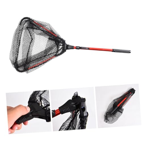 ledmomo 折りたたみ式伸縮アルミ製ランディングネット 軽量耐久ナイロン製水濡れ防止コーティング付き 魚に優しい三角型折畳みタモ網 湖川