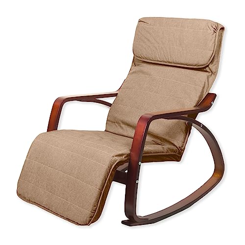 yelloo - Sedia a Dondolo ZEN da Interno, Poltrona a Dondolo da Interno in Legno di Betulla, Poltroncina Camera da Letto, Relax, Giardino Coperto, Sedia Legno Comoda (Noce Caffe)