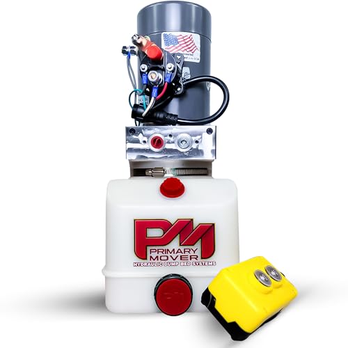 KTI 12Vdc Single Acting 4qt Hydraulic Pump for Dump Trailer - Hydraulic Power Unit - Dump Trailer Pump 4 Quart Poly Reservoir with Remote Controller (DC-45598-04)