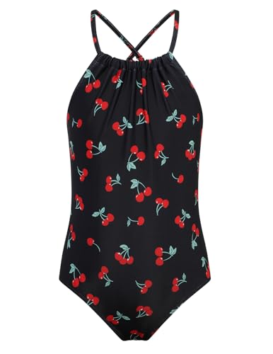 Girls One Piece Swimsuits with Mesh Skirt Tanikini Bathing Suit Swimwear 6-14Y4