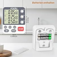 FCXJTU Digitaler Dual-Küchentimer, 3 Kanäle, Count-Up/Down-Timer, Koch-Timer, großes Display, lauter Lautstärke-Alarm und Blinklicht mit magnetischer Rückseite, Ständer (weiß) – Ansicht 7