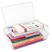 Nuozme Double Layer Large Capacity Pencil Box,Plastic Translucent Pencil Box, Hard Pencil Cases with Snap-Tight Lid for Pens, Pencils, School Supplies,Office Supplies,Medium-sized,1 Pack