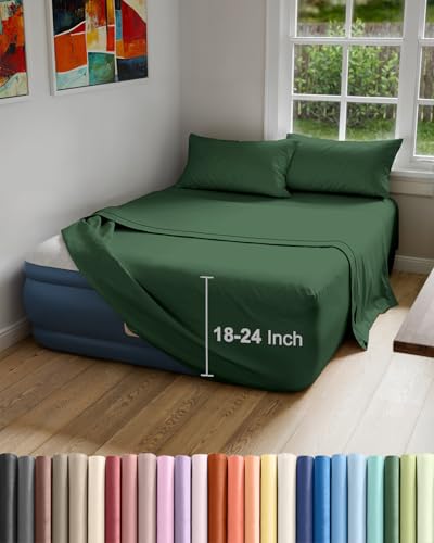Air Mattress Sheet Set for King Size - Extra Deep Pockets - Emerald Green