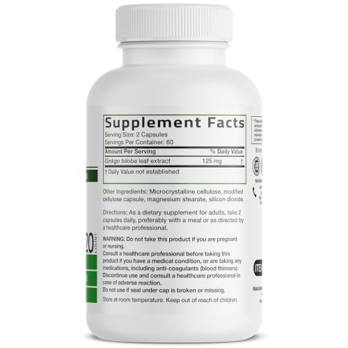 Bronson Ginkgo Biloba Extra Strength Supports Brain Function & Memory Support, 120 Vegetarian Capsules - Image 2