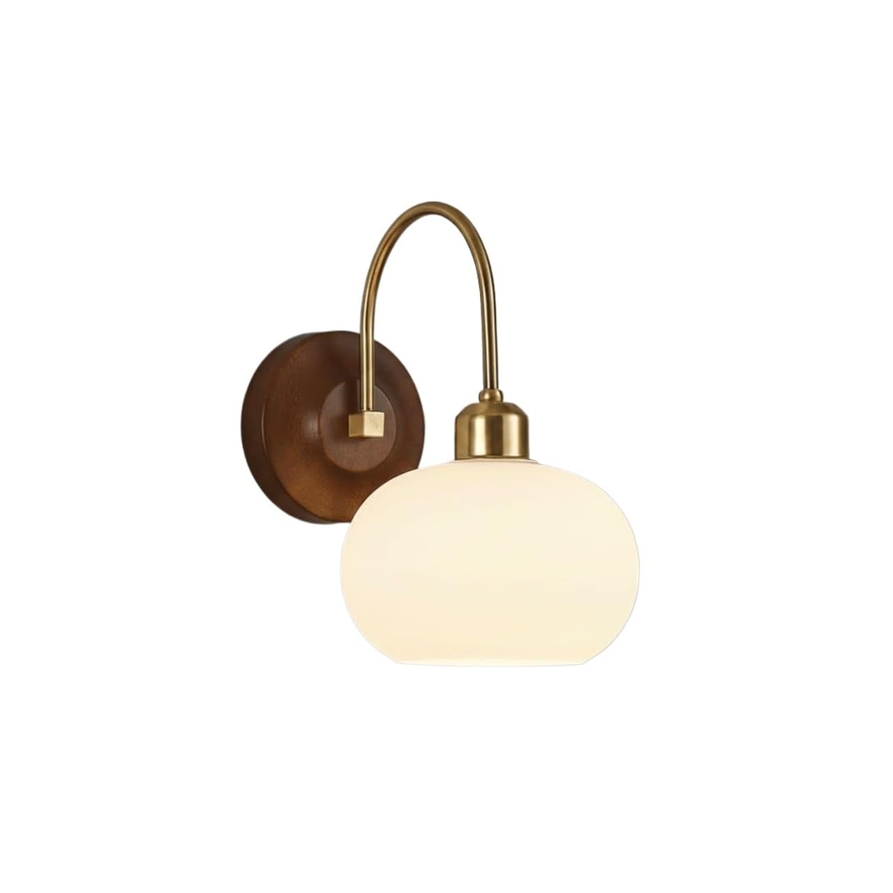 ZFPKXHVMG Indoor Wall Lamp, Wood and Iron Wall Sconce with Opal Glass Shade