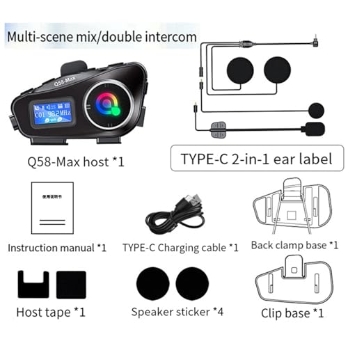 Intercomunicador Bluetooth Q58 MAX Casco Moto Evita Cortes de Audio IP65 Doble 6