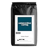 Merrystone Italian Roast Coffee, Extra Dark Espresso Ground Coffee, 1 lb Bag, Roasted to Order Arabica Blend, Espresso & Moka Pot, Heavy Body Smoky-Sweet, Small-Batch