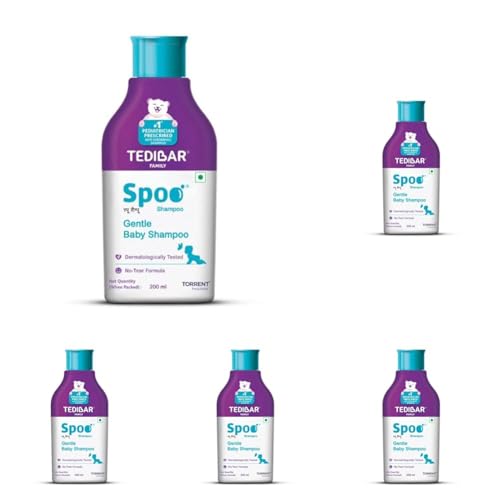Image of Spoo No-Tear Formula baby shampoo 200ml from Tedibar Family | Gentle on Scalp | No. No. 1 Pediatrician Prescribed Anti Seborrheic Shampoo* - By Torrent Pharma (Pack of 5)